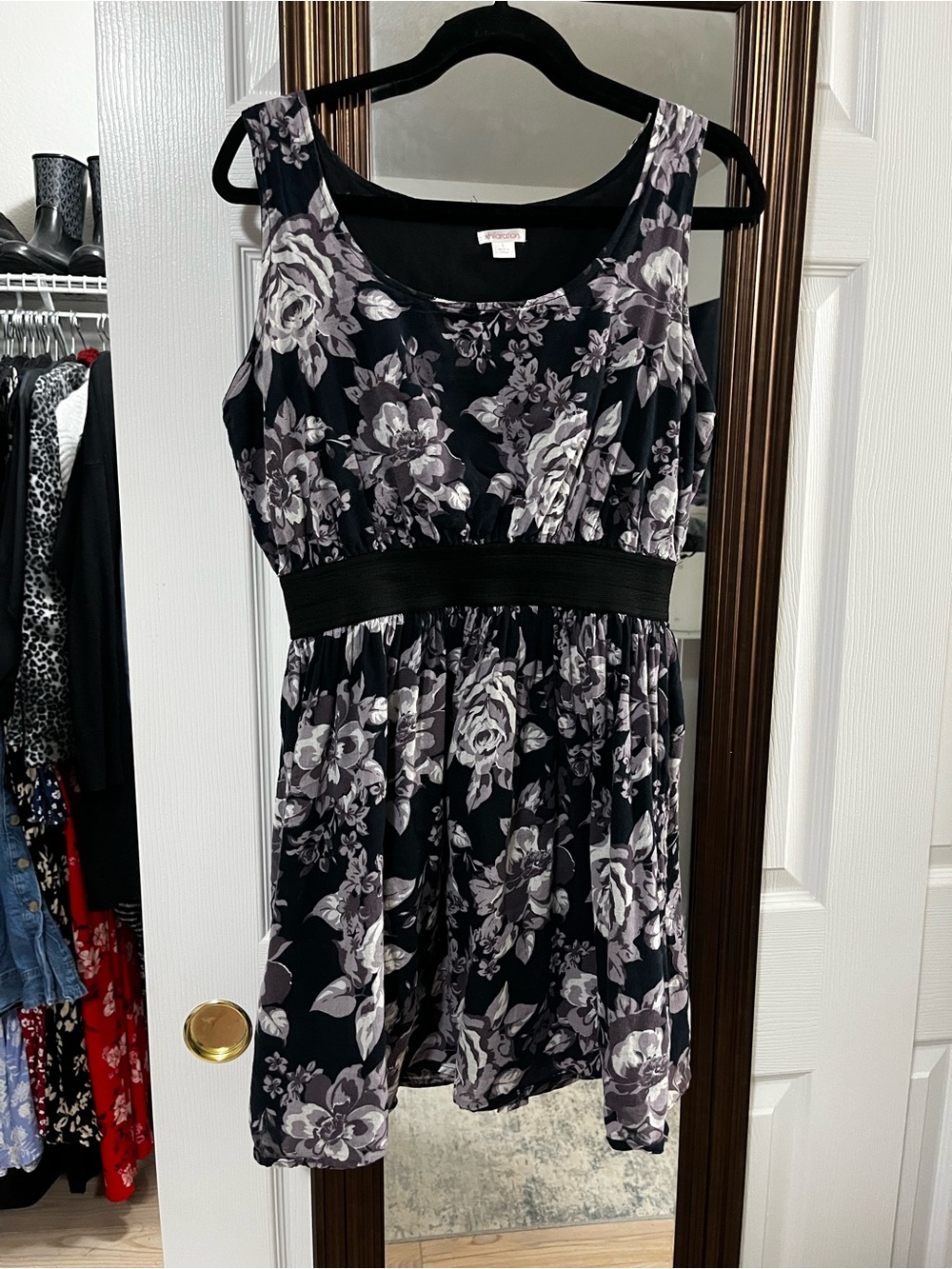 Xhileration Black & purple floral mini dress